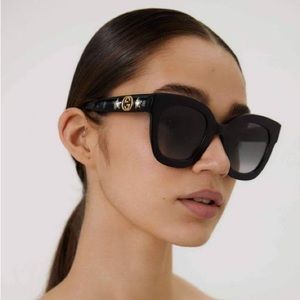 GUCCI GG0208S SUNGLASSES BOLD BLACK CATEYE GUCCI URBAN STARS